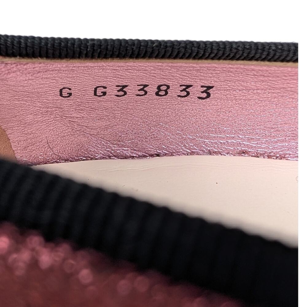 Chanel Ballet Block Heel Pumps Pink Glitter Grosgrain Cap Toe CC Logo 37.5 | 7 - Picture 10 of 13